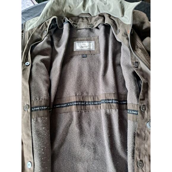 F.S. Limited Trench Coat Women’s Size 12 Brown Long Sleeve Duel Zipper Hooded - Picture 2 of 5